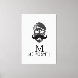 Toile Funny Mustache Monogramme #2