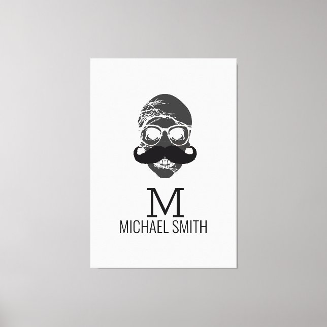 Toile Funny Mustache Monogramme #2 (Recto)