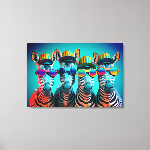 Toile Funny Zebras mignon Zoo Animaux Fête Casquettes Lu