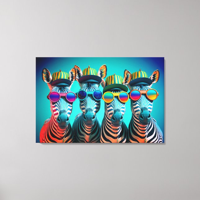Toile Funny Zebras mignon Zoo Animaux Fête Casquettes Lu (Recto)