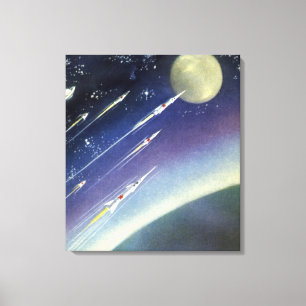 Toile Fusées de science-fiction vintage dans l'espace pa