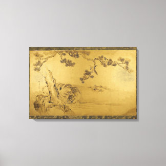 Toile Fusuma : Tigers and Dragon