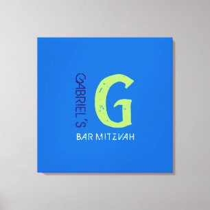 Toile G Monogram Initial Bar Bat mitzvah Panneau de conn
