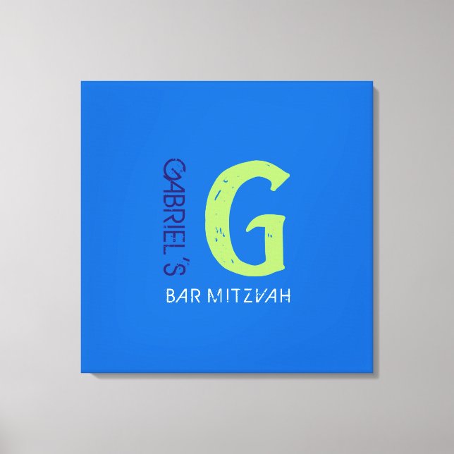 Toile G Monogram Initial Bar Bat mitzvah Panneau de conn (Recto)