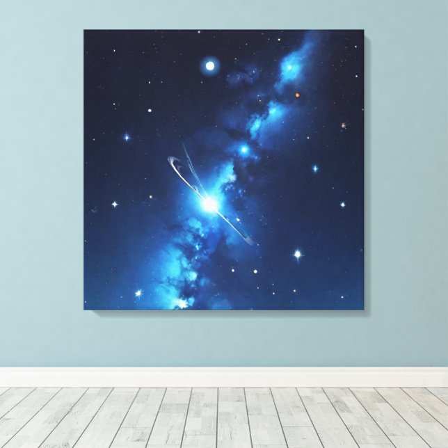 Toile Galaxie céleste bleue des étoiles (Insitu (Plancher de Bois))
