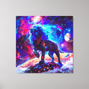 Toile Galaxy Lion Blue
