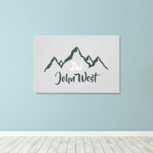 Toile Gamme de montagnes dessinée à la ligne monogramme
