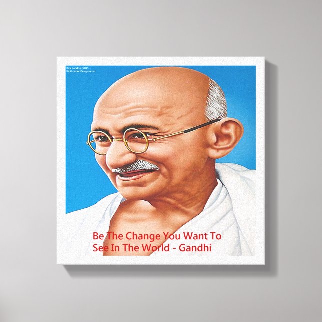 Toile Gandhi & Be the Change Quote Canvas Imprimer (Recto)