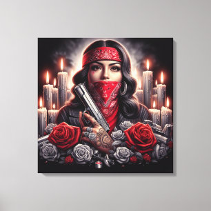 Toile Gangster Girl Hip hop chicano art graphique