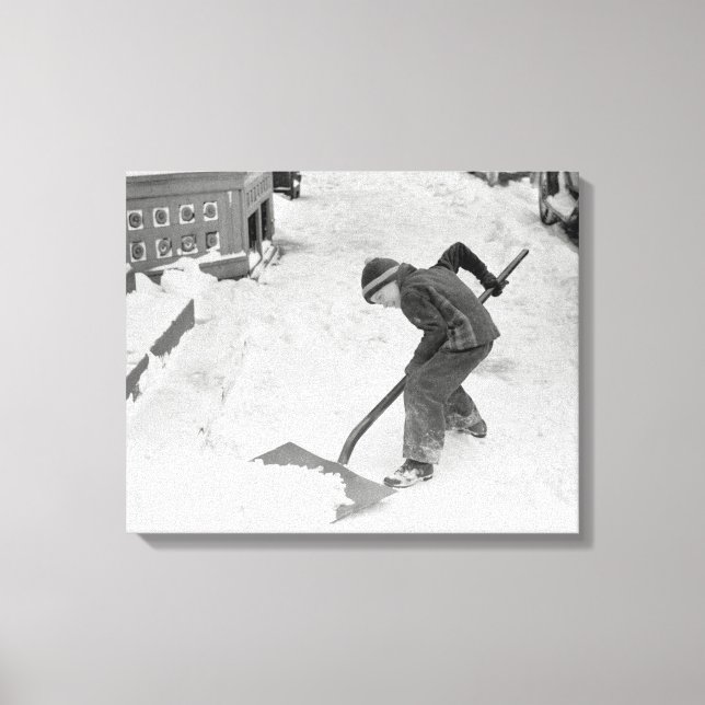Toile Garçon Shoveling Neige, 1940 (Recto)