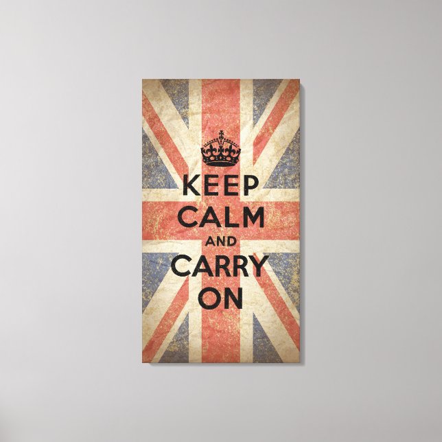 Toile Gardez le calme et continuez avec le drapeau brita (Recto)