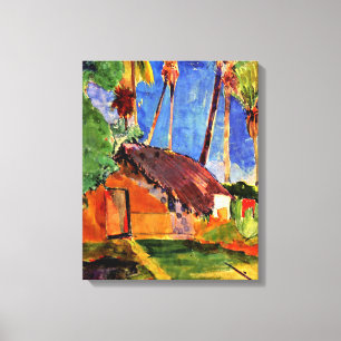 Toile Gauguin - Cabine de chaume sous les palmiers