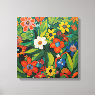Toile Gauguin Inspiré Blanc Vert Floral