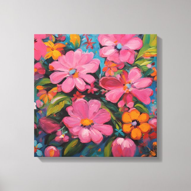 Toile Gauguin Inspiré Floral Rose (Recto)