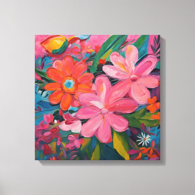 Toile Gauguin Inspiré Floral Rose (Recto)