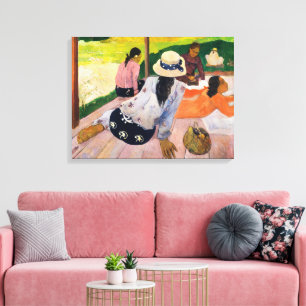 Toile Gauguin La Sieste Affiche d'art tahitienne vintage