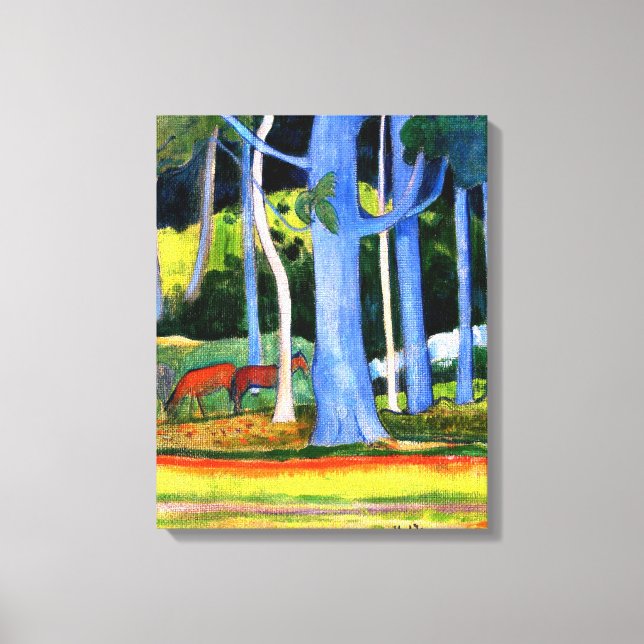 Toile Gauguin - Paysage avec Troncs d'Arbre Bleu (Recto)