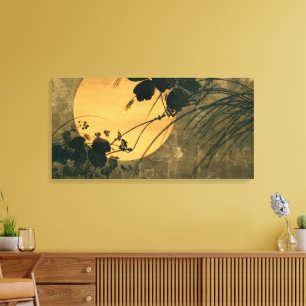 Toile Gazon automnal japonais vintage au clair de lune