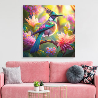 Toile Geai à tête verte, oiseau de fantaisie