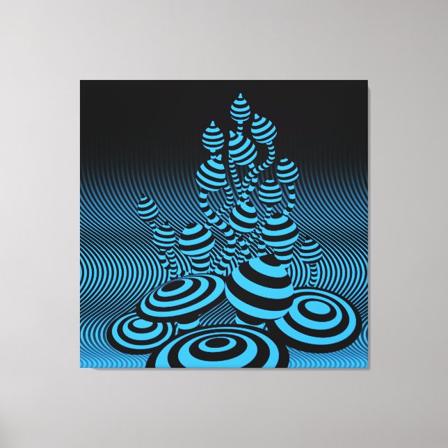 Toile géante bleu ciel Champignons magiques 1m². (Recto)