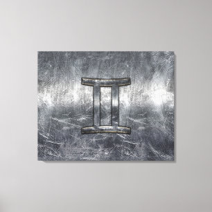 Toile Gemini Sign en Distressed Siver Steel