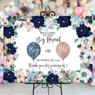 Toile Genre de bébé révéler fleurs rose bleu signe de fê