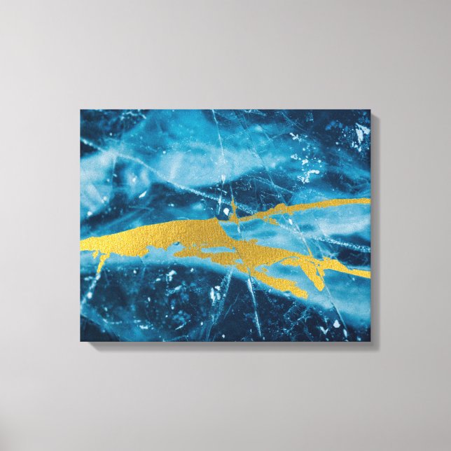 Toile Géode Agate Gemstone Blue et Gold (Recto)