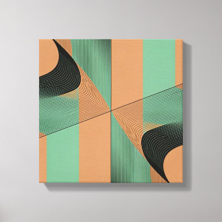 Toile geometrical shapes retro vintage terracotta green