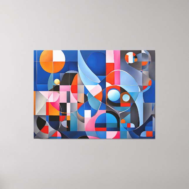 Toile Géométrie douce : teintes de bleu et de rose en Ab (Recto)