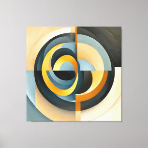 Toile Géométrie rétro Abstraite en cercles et rectangles
