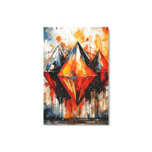 Toile géométrique abstraite Diamant de feu et ombr