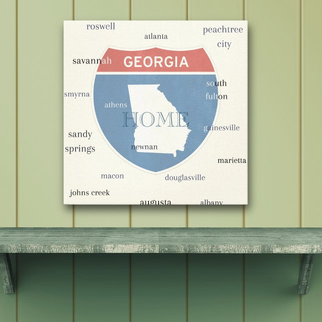 Toile Georgia State Cities Stretched Canvas Print (Represent the beautiful state of Georgia with this unique wall hanging)