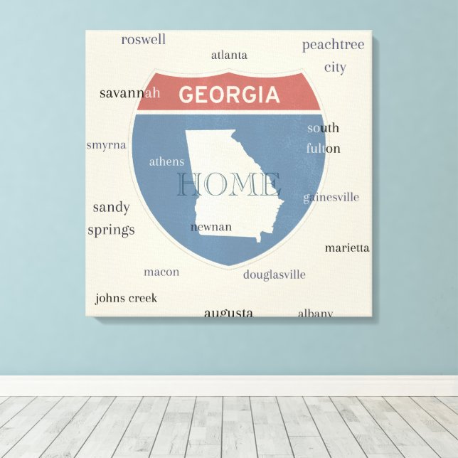 Toile Georgia State Cities Stretched Canvas Print (Insitu (Plancher de Bois))