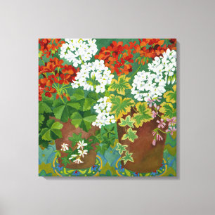 Toile Géraniums rouges et blancs dans des pots 2013