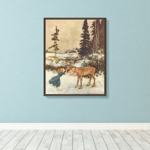 Toile Gerda et le renne vintage par Edmund Dulac