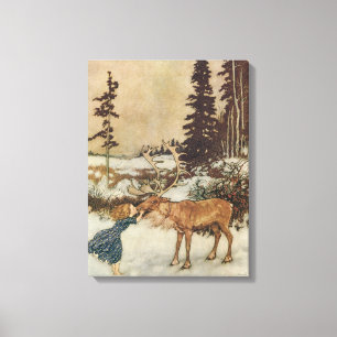 Toile Gerda et le renne vintage par Edmund Dulac