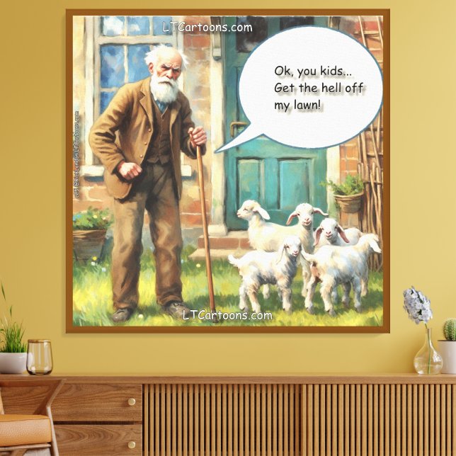 Toile Get Off My Lawn – Goat Edition (Insitu(Salon))