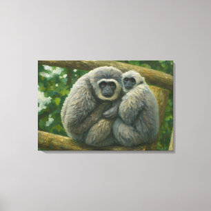 Toile Gibbon Companions - Portrait émotionnel de la faun
