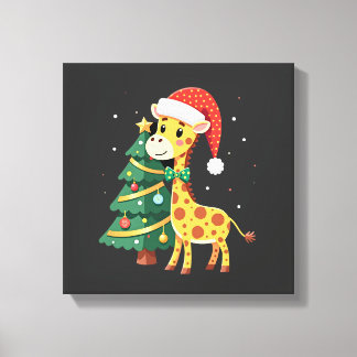 Toile Gingerbread Man Giraffe Santa Hat Christmas Tree T