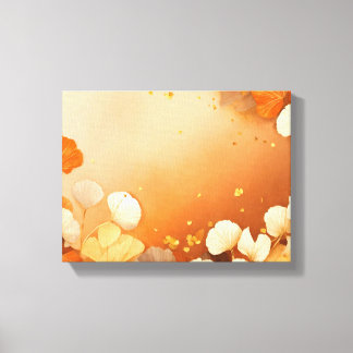 Toile Ginkgo feuille or orange noir