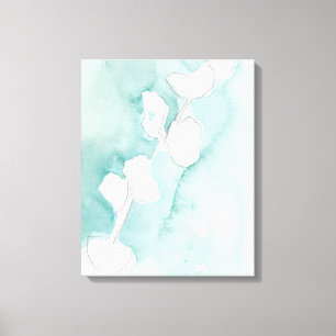 Toile Ginkgo sur Teal poussiéreux - blanc