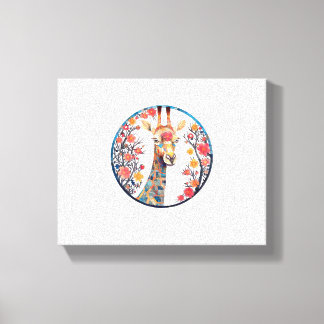 Toile Girafe oeuvre d'art Coloré - Animaux Fleurissement