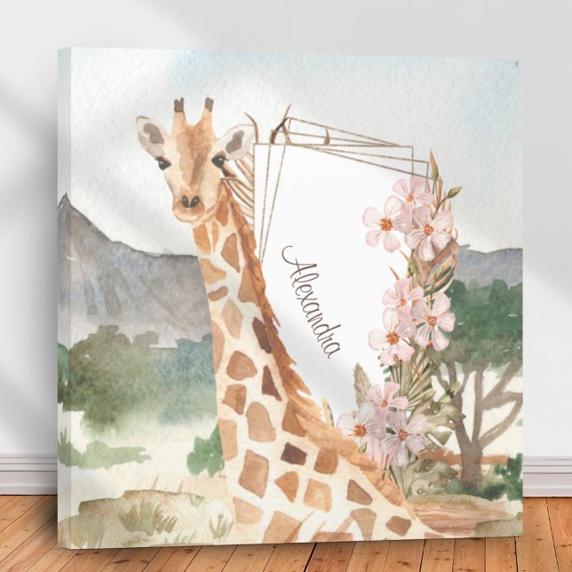 Toile Giraffe aquarelle en Savannah africaine (Créateur téléchargé)