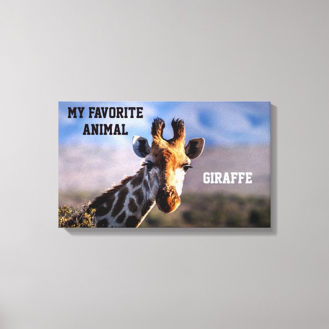 Toile Giraffe comme mon animal favori personnalisé (Recto)
