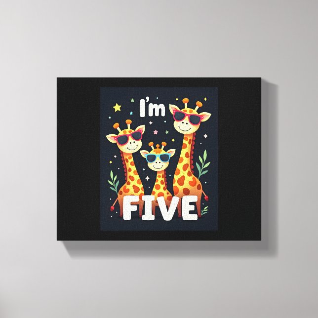 Toile Giraffe cool 5e fête d'anniversaire 5 ans bébé (Recto)