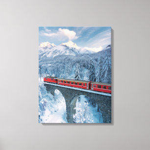 Toile Glace et neige   Train Express Red Bernina Suisse