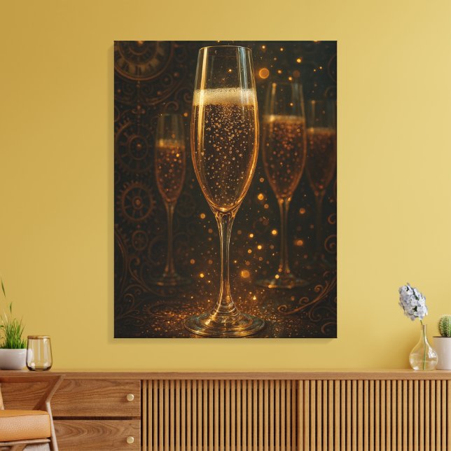 Toile Glam Happy New Year Steampunk Champagne  (Insitu(Salon))