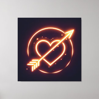 Toile glowing image of a heart with cupid's arrow