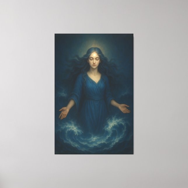 Toile Goddess of Tidal Serenity – Ocean Spirit Blue Aura (Recto)