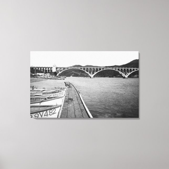 Toile Gold Beach, Oregon Docks et Bridge sur Rogue (Recto)